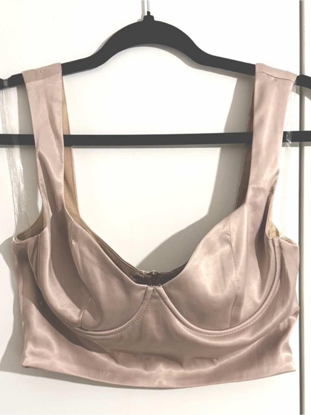 Fashion Nova Satin bustier/ crop top Bralette - champagne - small
